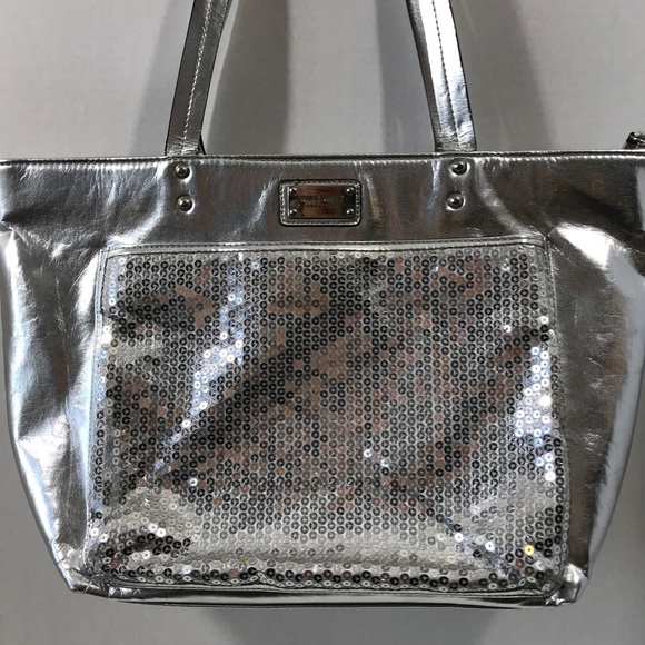Nine West Silver tote bag glittery sequins - Picture 2 of 8